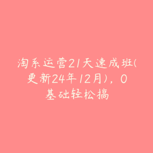 淘系运营21天速成班(更新24年12月)，0基础轻松搞-51自学联盟