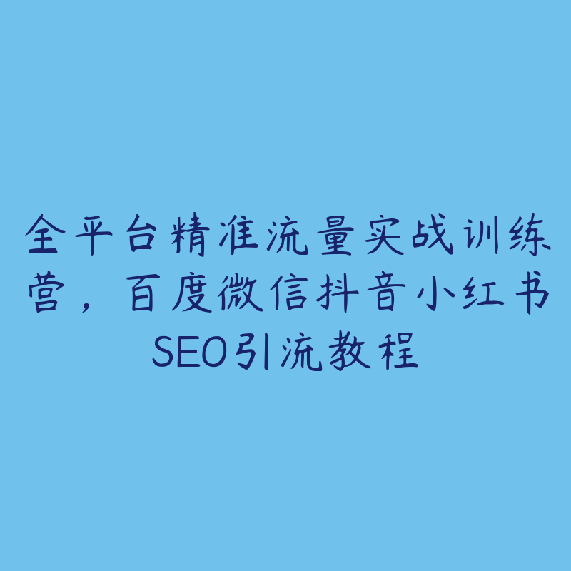 全平台精准流量实战训练营，百度微信抖音小红书SEO引流教程-51自学联盟