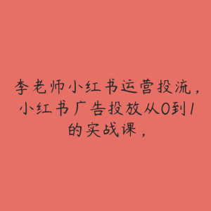 李老师小红书运营投流，小红书广告投放从0到1的实战课，-51自学联盟