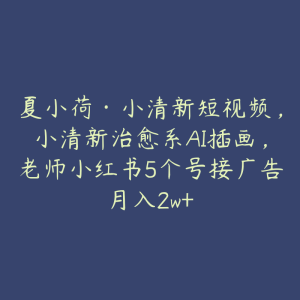 夏小荷·小清新短视频，小清新治愈系AI插画，老师小红书5个号接广告月入2w+-51自学联盟