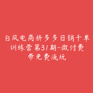 白凤电商拼多多日销千单训练营第31期-微付费带免费流玩-51自学联盟