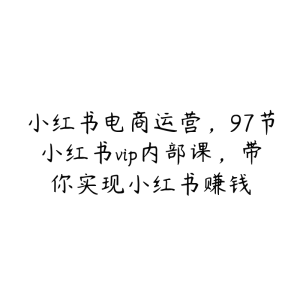 小红书电商运营，97节小红书vip内部课，带你实现小红书赚钱-51自学联盟