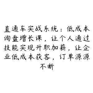 直通车实战系统：低成本询盘增长课，让个人通过技能实现升职加薪，让企业低成本获客，订单源源不断-51自学联盟