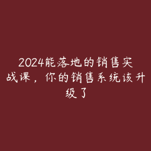 2024能落地的销售实战课，你的销售系统该升级了-51自学联盟