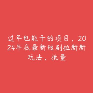 过年也能干的项目，2024年底最新短剧拉新新玩法，批量-51自学联盟