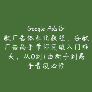 Google Ads谷歌广告体系化教程，谷歌广告高手带你突破入门难关，从0到1由新手到高手晋级必修-51自学联盟