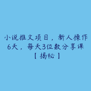 小说推文项目，新人操作6天，每天3位数分享课【揭秘】-51自学联盟