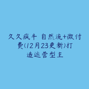 久久疯牛・自然流+微付费(12月23更新)打造运营型主-51自学联盟