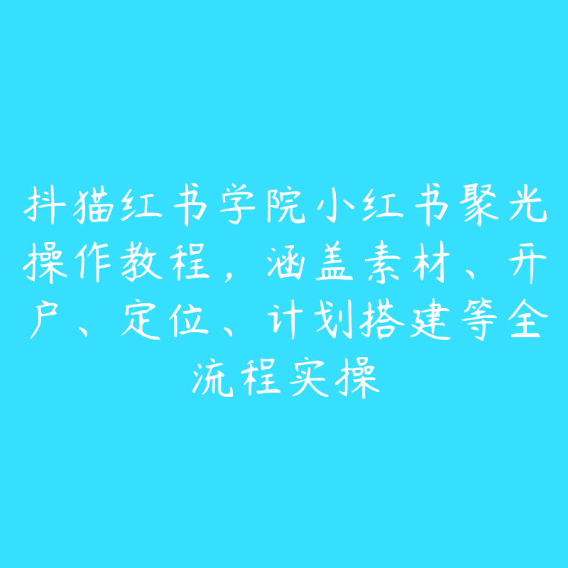 抖猫红书学院小红书聚光操作教程，涵盖素材、开户、定位、计划搭建等全流程实操-51自学联盟