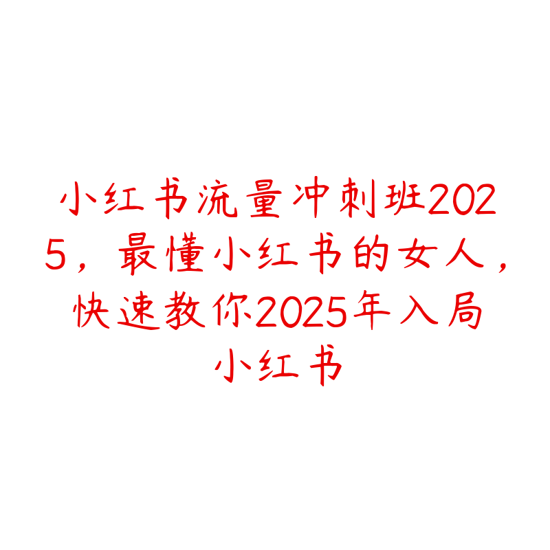 小红书流量冲刺班2025，最懂小红书的女人，快速教你2025年入局小红书-51自学联盟