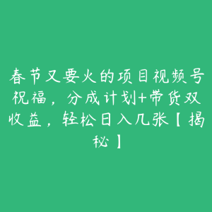 春节又要火的项目视频号祝福，分成计划+带货双收益，轻松日入几张【揭秘】-51自学联盟