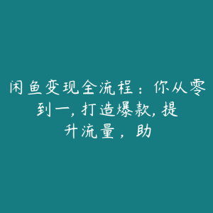 闲鱼变现全流程：你从零到一, 打造爆款, 提升流量，助-51自学联盟