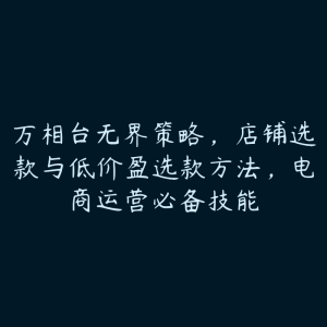 万相台无界策略，店铺选款与低价盈选款方法，电商运营必备技能-51自学联盟