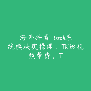 海外抖音Tiktok系统模块实操课，TK短视频带货，T-51自学联盟