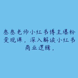 叁叁老师小红书博主爆粉变现课，深入解读小红书商业逻辑，-51自学联盟