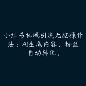 小红书私域引流无脑操作法：AI生成内容，粉丝自动转化，-51自学联盟