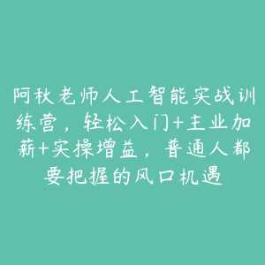 阿秋老师人工智能实战训练营，轻松入门+主业加薪+实操增益，普通人都要把握的风口机遇-51自学联盟