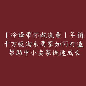 【冷锋带你做流量】年销千万级淘系商家如何打造–帮助中小卖家快速成长-51自学联盟