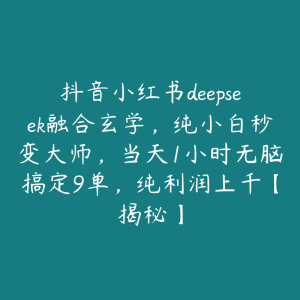 抖音小红书deepseek融合玄学，纯小白秒变大师，当天1小时无脑搞定9单，纯利润上千【揭秘】-51自学联盟