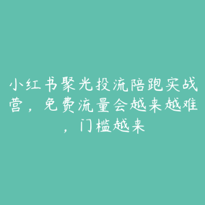 小红书聚光投流陪跑实战营，免费流量会越来越难，门槛越来-51自学联盟