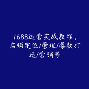 1688运营实战教程，店铺定位/管理/爆款打造/营销等-51自学联盟