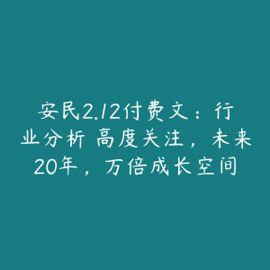 安民2.12付费文：行业分析 高度关注，未来20年，万倍成长空间-51自学联盟