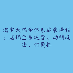 淘宝天猫全体系运营课程：店铺全系运营、动销玩法、付费推-51自学联盟