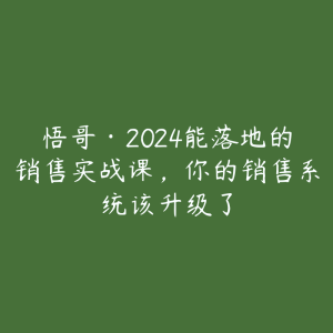 悟哥·2024能落地的销售实战课，你的销售系统该升级了-51自学联盟