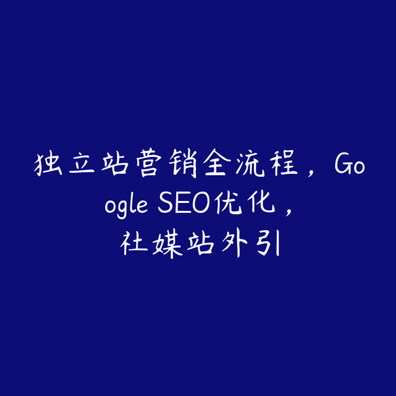 独立站营销全流程，Google SEO优化，社媒站外引-51自学联盟