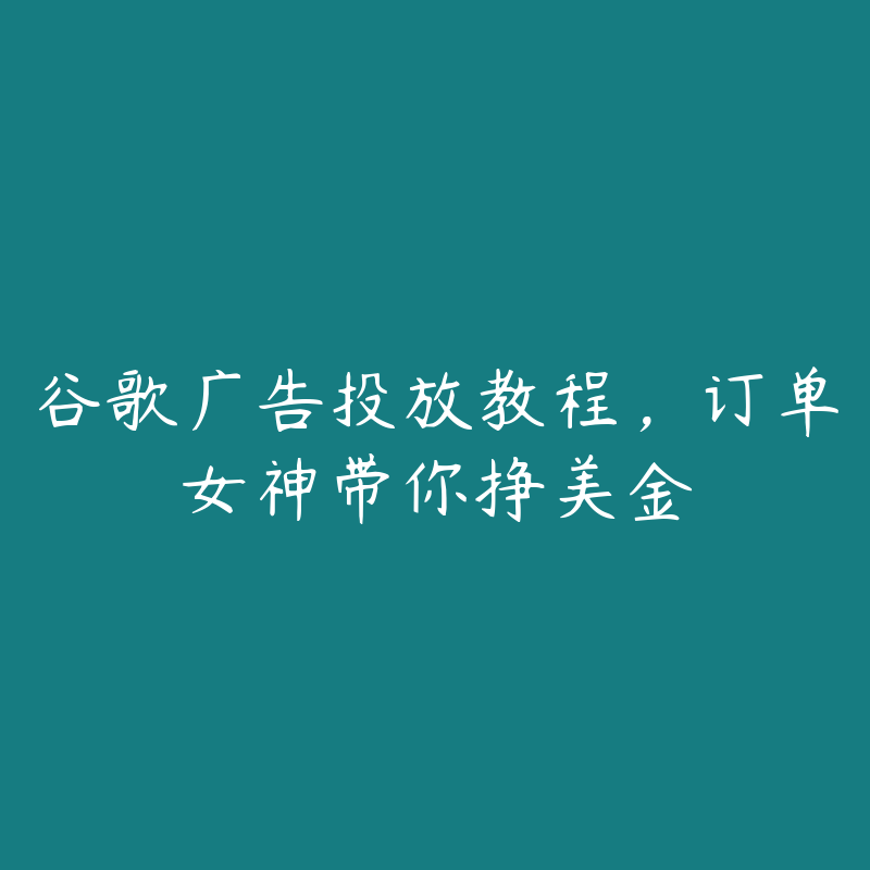 谷歌广告投放教程，订单女神带你挣美金-51自学联盟