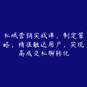 私域营销实战课，制定策略，精准触达用户，实现高成交私聊转化-51自学联盟