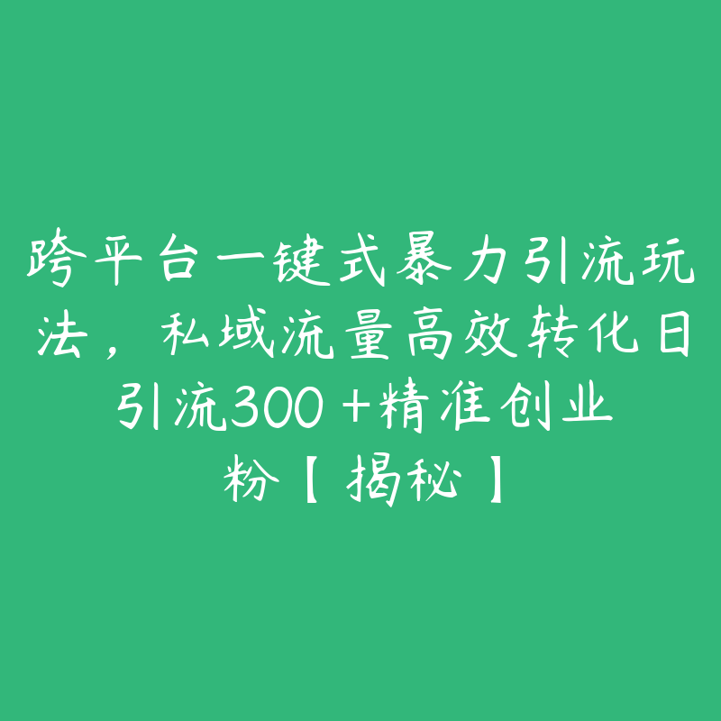 跨平台一键式暴力引流玩法，私域流量高效转化日引流300 +精准创业粉【揭秘】-51自学联盟