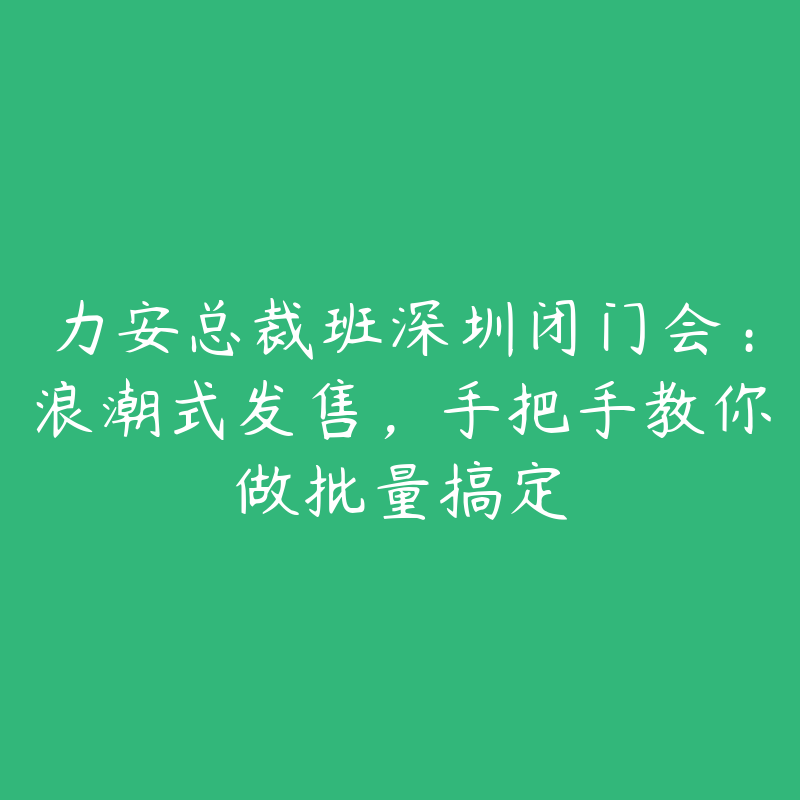 力安总裁班深圳闭门会：浪潮式发售，手把手教你做批量搞定-51自学联盟