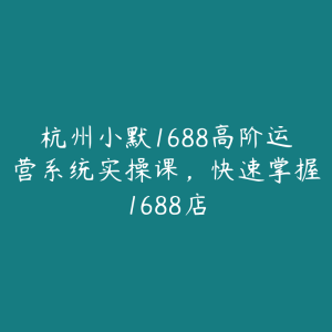 杭州小默1688高阶运营系统实操课，快速掌握1688店-51自学联盟