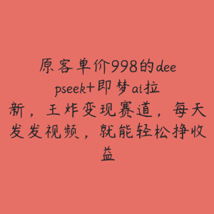 原客单价998的deepseek+即梦ai拉新，王炸变现赛道，每天发发视频，就能轻松挣收益-51自学联盟