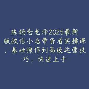 陈奶爸老师2025最新版微信小店带货者实操课，基础操作到高级运营技巧，快速上手-51自学联盟