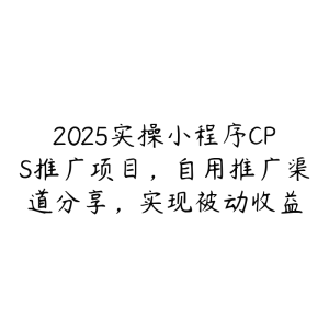 2025实操小程序CPS推广项目，自用推广渠道分享，实现被动收益-51自学联盟