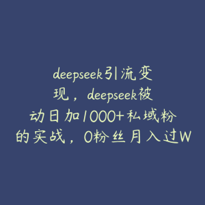 deepseek引流变现，deepseek被动日加1000+私域粉的实战，0粉丝月入过W-51自学联盟