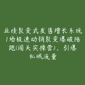 业绩裂变式发售增长系统1场极速动销裂变爆破陪跑(闯关实操营)，引爆私域流量-51自学联盟