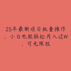 25年最新项目批量操作，小白也能轻松月入过W，可无限放-51自学联盟