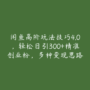 闲鱼高阶玩法技巧4.0，轻松日引300+精准创业粉，多种变现思路-51自学联盟