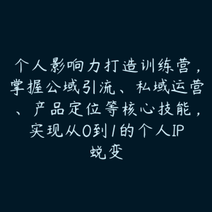 个人影响力打造训练营,掌握公域引流、私域运营、产品定位等核心技能,实现从0到1的个人IP蜕变-51自学联盟