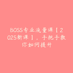 BOSS专业流量课【2025新课】，手把手教你如何提升-51自学联盟