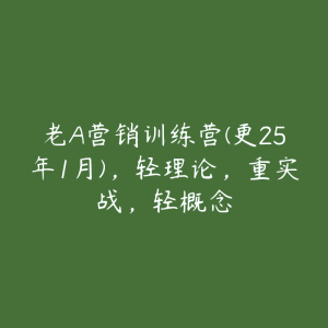 老A营销训练营(更25年1月)，轻理论，重实战，轻概念-51自学联盟