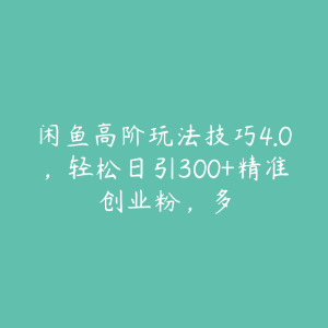 闲鱼高阶玩法技巧4.0，轻松日引300+精准创业粉，多-51自学联盟