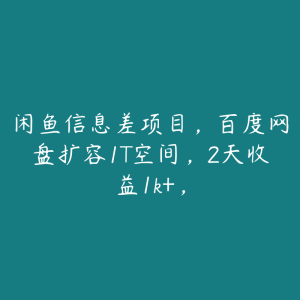 闲鱼信息差项目，百度网盘扩容1T空间，2天收益1k+，-51自学联盟