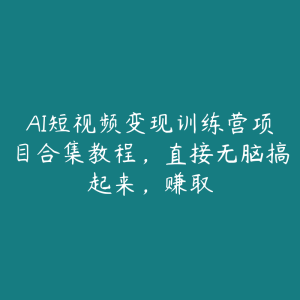 AI短视频变现训练营项目合集教程，直接无脑搞起来，赚取-51自学联盟