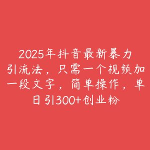 2025年抖音最新暴力引流法，只需一个视频加一段文字，简单操作，单日引300+创业粉-51自学联盟