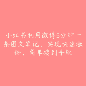 小红书利用微博5分钟一条图文笔记,实现快速涨粉,商单接到手软-51自学联盟