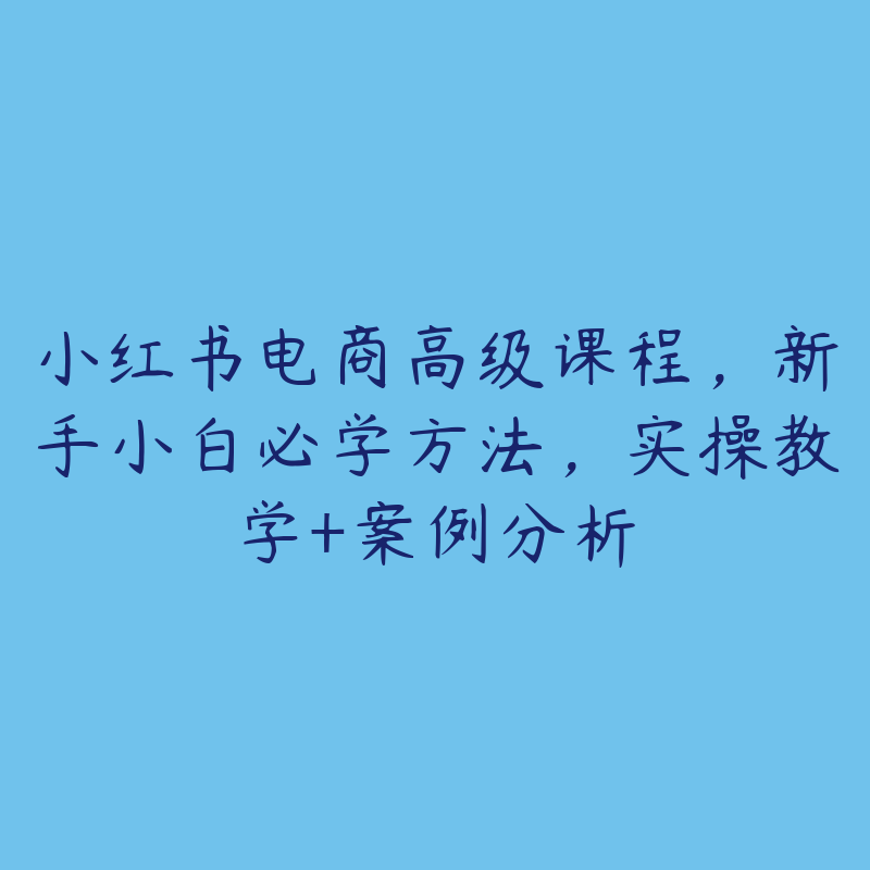 小红书电商高级课程，新手小白必学方法，实操教学+案例分析-51自学联盟